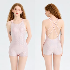 Professional One-piece Racing Swimsuit Basic Style For Training Ice Diamond Pink Boyleg Regular Style M 1pc