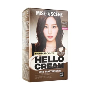 HELLO CREAM Double Coverage Hair Color Cream White Hair Cover Dye #6MB Matte Brown, 4.23 oz.