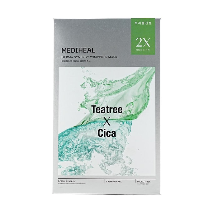 韩国MEDIHEAL美迪惠尔 双效舒缓面膜 茶树x积雪草 10片/盒 水润保湿 强效镇定 痘痘问题肌 纯素