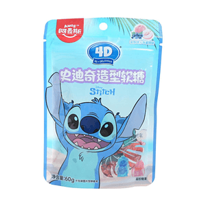 阿麦斯 史迪奇4D果汁軟糖 蘋果味 60g【3D造型】【果汁添加】