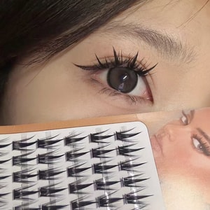  洛兜 【清仓大促】塔尖麦穗款假睫毛 十排大容量 12mm 欧美混血氛围感 细黑梗浓密单簇眼睫毛