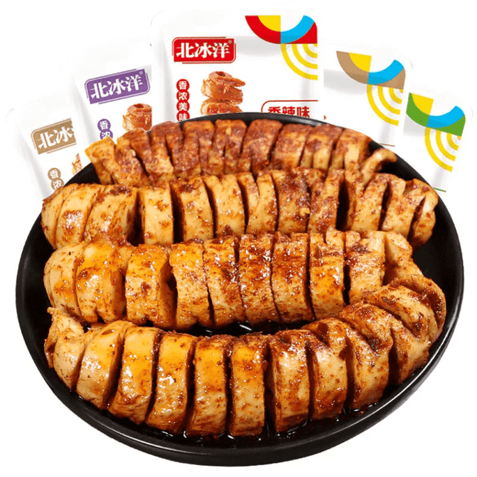 【中国直邮】 北冰洋 香辣烤面筋 辣条手撕素肉解馋零食休闲食品小吃开袋即食烧烤味豆干 12g*5包