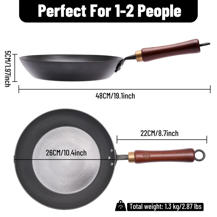 王源吉 ⭐入門款⭐【爆炒鍋+手鍛煎鍋】 中式爆炒鍋 32cm 大口徑炒菜鍋 無塗層精鐵鍋 附鍋蓋 手鍛煎鍋26cm 瓦斯電磁爐適用 (不易生鏽 無塗層) 10