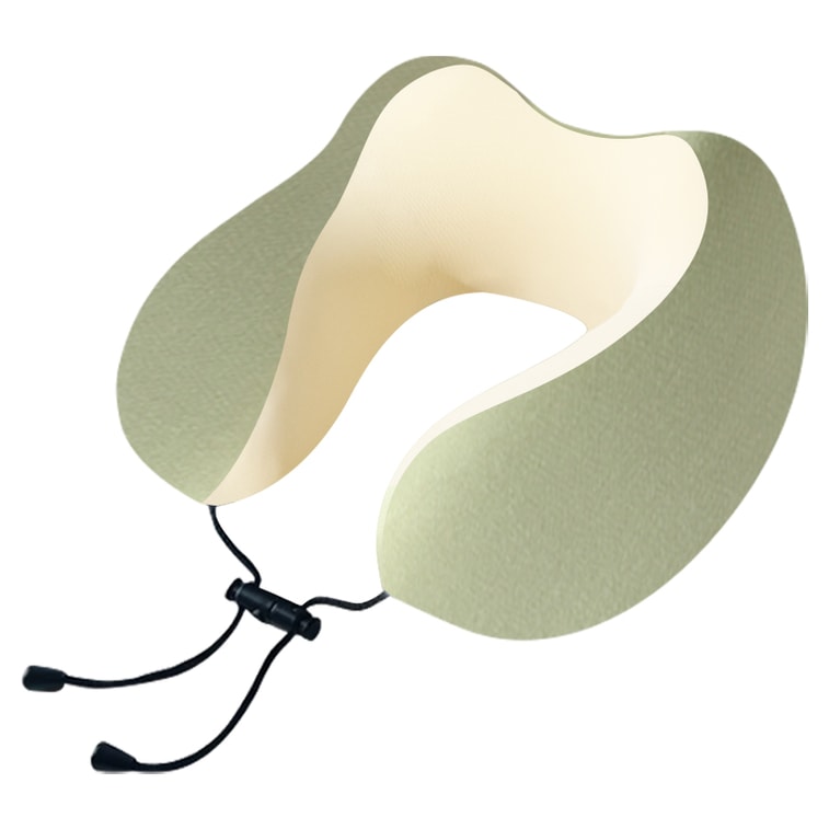  水月秦淮 U型枕便攜旅行枕頭 慢回彈記憶棉頸部超強支撐、獨特造型環繞支撐 冰絲面料柔軟曙色綠色單只裝【配套收納盒,手機大小尺寸出差、上飛機日常辦公超級方便】 5