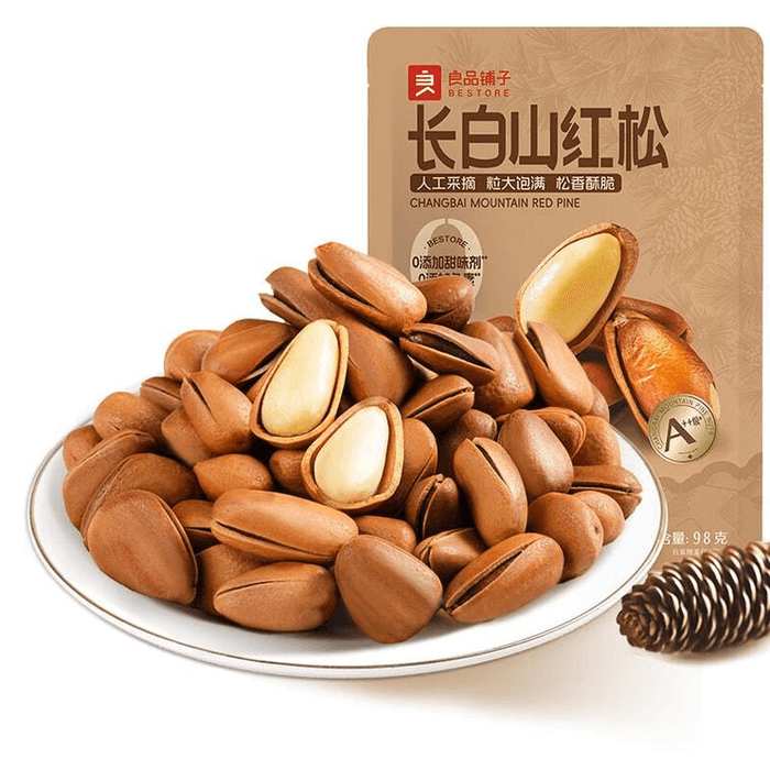 【中國直郵】 良品鋪子 東北紅松98g 手剝開口松子 長白山松子堅果 點心休閒零食