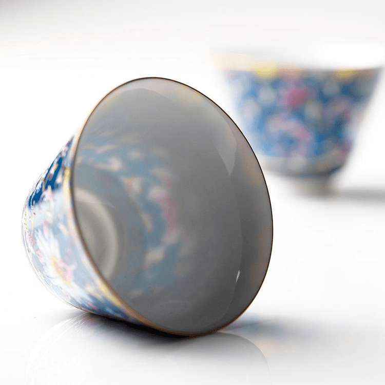 Chengyi Colorful Enamel Porcelain Tea Sets 9 pcs(Sapphire) - Yami.com