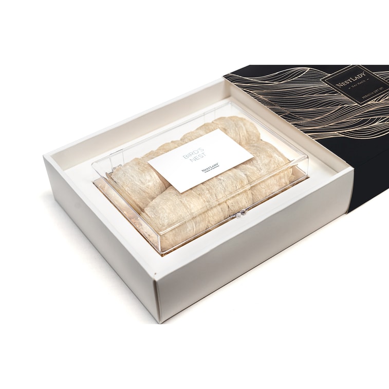 アメリカ産NestLadyプレミアムツバメの巣、「咲き誇る花と満月」ギフトボックス、6Aトップグレードロイヤルツバメの巣、100g【2025年梅雨初収穫ツバメの巣年末クリアランスセール】、FDA/USDA検査済み。 3