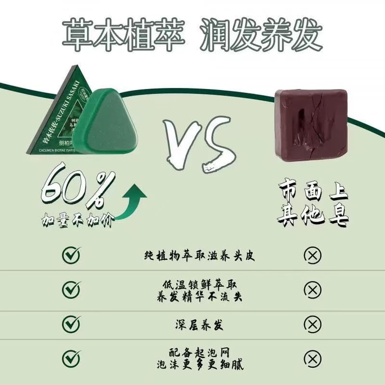 ナシュア・ウスマン グラス＆アーボビタエリーフ シャンプーバー、ハーブ配合、髪に栄養とコンディションを与え、若々しく明るく、ソフトな泡立ち、すすぎやすい、1個 3