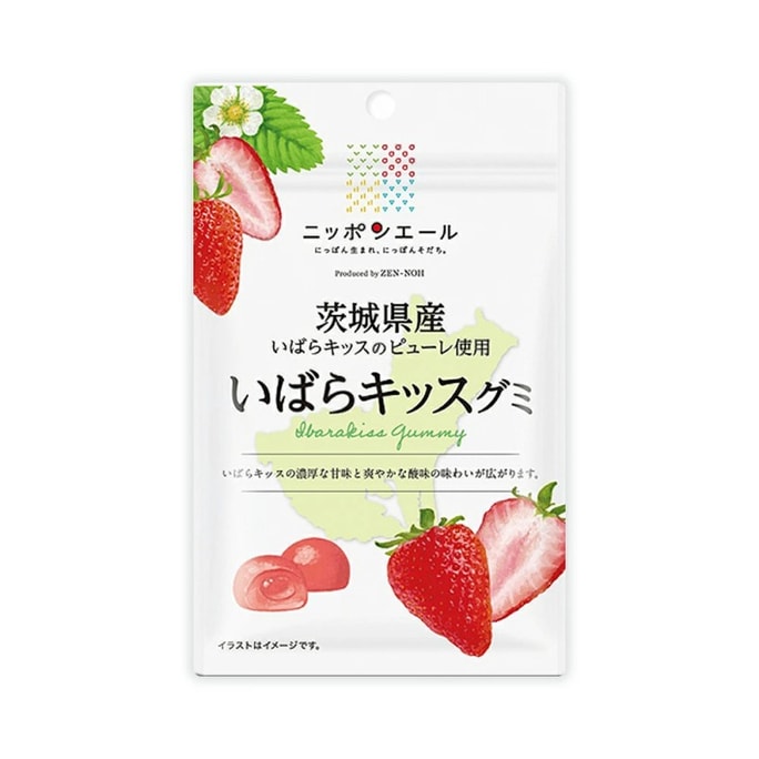 日本 TOKYO 全国农协 各地巡回 纯天然果酱 茨城县茨城之吻草莓夹心软糖 40g