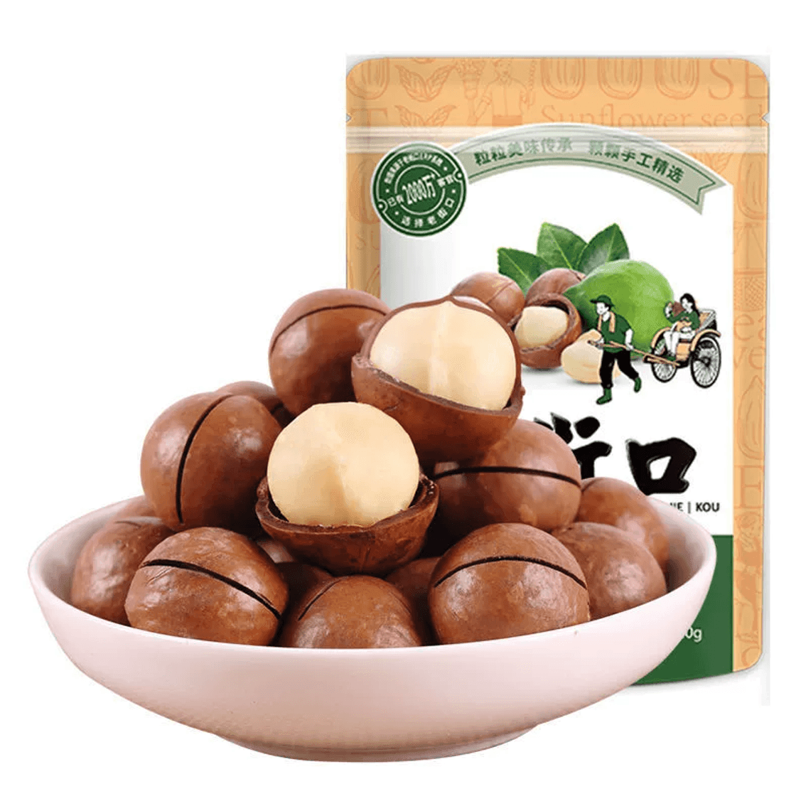 老街口 奶油味夏威夷果大開口堅果炒貨休閒零食小吃乾果120g*1袋