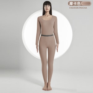 [중국에서 다이렉트 메일] 자바 섬 겨울 양면 기모 항균 보온 속옷 세트 L 사이즈 모카 컬러-여성용