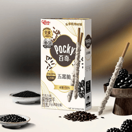 大陆版GLICO格力高 POCKY 五黑脆 巧克力涂层饼干棒 37g【低GI 高膳食纤维】【添加五黑颗粒 醇香营养】