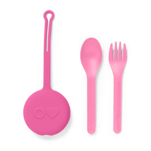 OmieBox Lunch Box Fork Spoon Pod Set 5-Color Bubble Pink