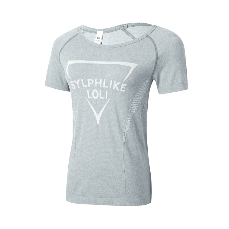 暴走的萝莉 圆领运动短袖女透气薄款夏 显瘦T恤速干跑步健身上衣/灰色#/M 7