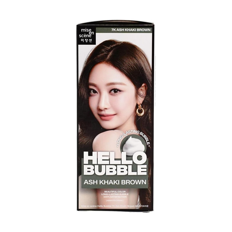 Coloration Cheveux Hello Bubble, Coloration Facile, 3,52 oz. #7K Kaki Cendré Brun 4