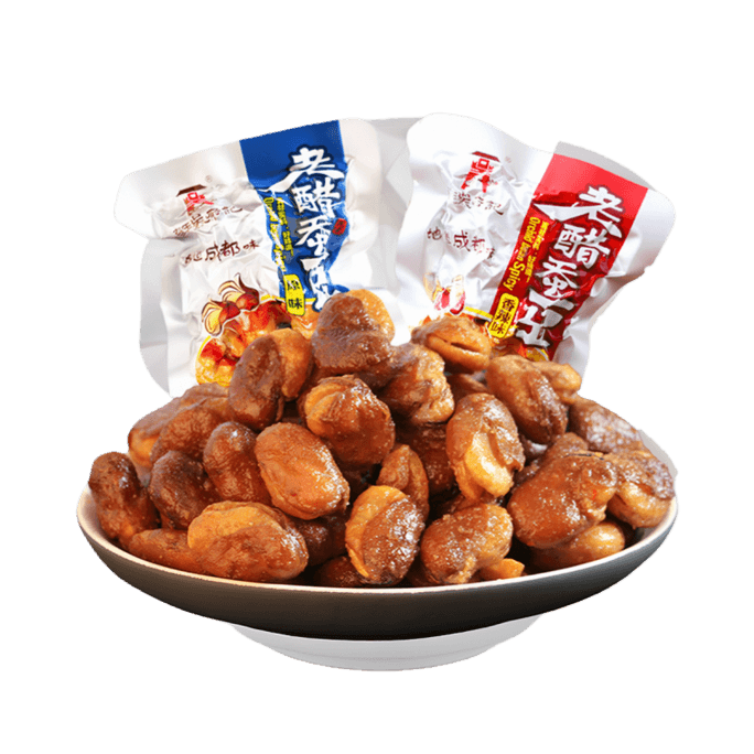 【中国直邮】 百年吴府记 老醋蚕豆 四川特产 怪味胡豆休闲下酒菜 香辣味 458g(约16小袋) 