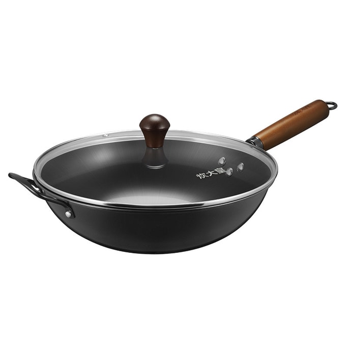 Uncoated Stir-Fry Pan 32CM With Lid For Gas Induction Cooktop