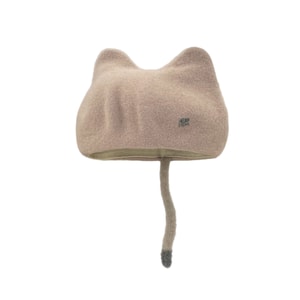 Designer Wool Beret with Cat Ears for Autumn & Winter - Sweet Cute Warm Versatile Beret for Photo Shoots 1 Piece Oatmeal Color F