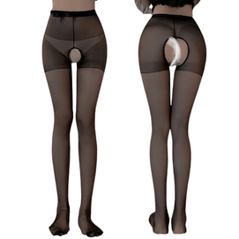 Erotic stockings uniforms temptation open crotch free pantyhose see-through half-body stockings black