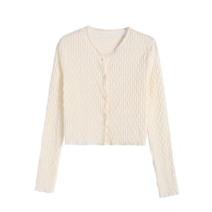 New summer products French fashion temperament apricot cardigan XL size 1 piece