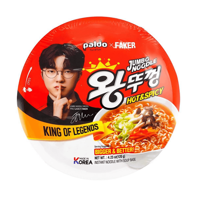 PALDO Faker × Wang Tukong Jumbo Noodle - Korean Instant Ramen With