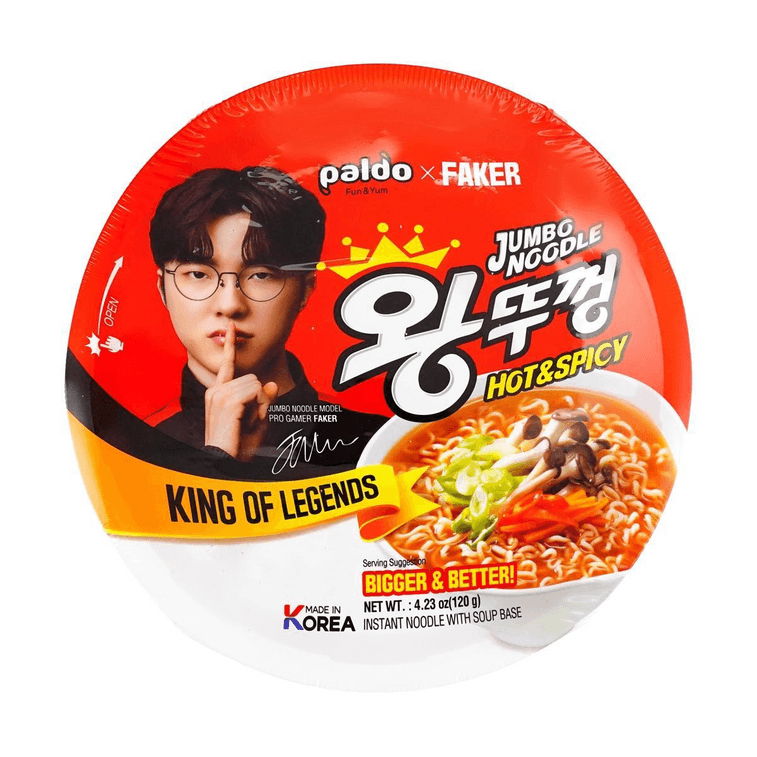 韩国PALDO八道 x FAKER联名 王碗面方便面拉面 香辣味 大碗装 120g【香辣过瘾】【巨无霸杯面】【英雄联盟世界冠军六冠王联名】 16