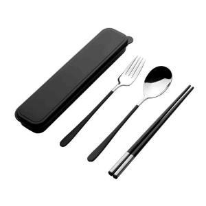 Platinum Yue Select 304 Stainless Steel Tableware, Nordic Portable Chopstick box Buckle Two-piece Set 1 Set