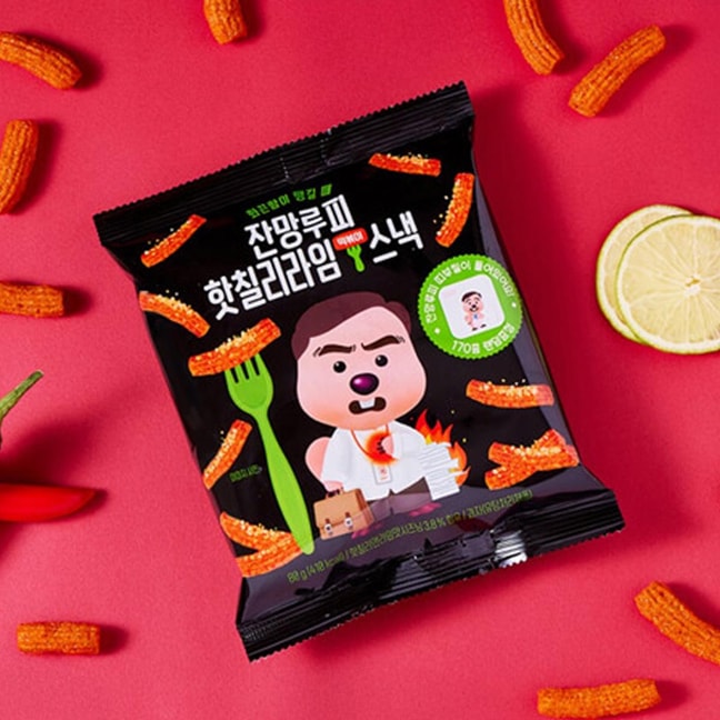 Zangmang Loopy Tteokbokki Shaped Snack with Hot Chili & Lime Flavor, 2.82 oz【Randomly Included Loopy Stickers】