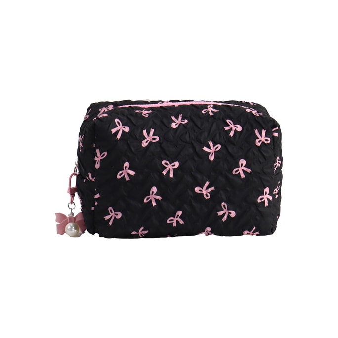 Bowknot Cosmetic Bag High Quality Coin Purse Storage Bag Cute Large Capacity Cosmetic Bag Black Bow Tie