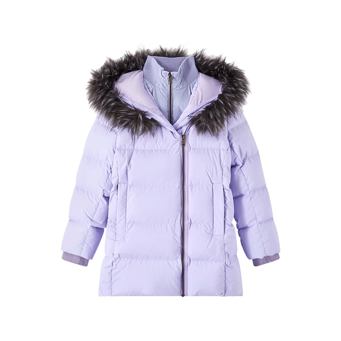 2-in-1 Down Coat with Fur Lavender 165cm