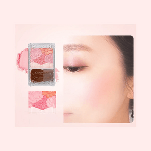 日本CANMAKE 花瓣五色腮红 浮雕腮红高光 #02 娇嫩珊瑚 暖调 细腻珠光 不显毛孔 COSME大赏受赏 附赠腮红刷