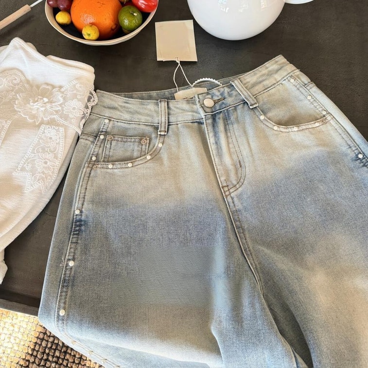 [캐나다 직배송] 시나리오 펄 스트라이프 와이드 레그 진, 라이트 블루, 사이즈 S-M (라이트 블루 S) 7