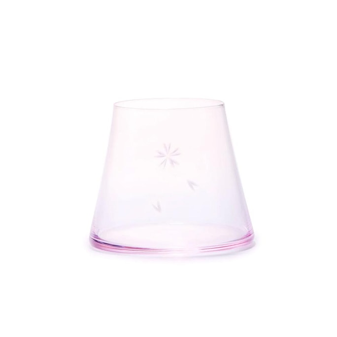 日本田岛玻璃手工制作的富士山宝永玻璃杯(樱花款9.5盎司)