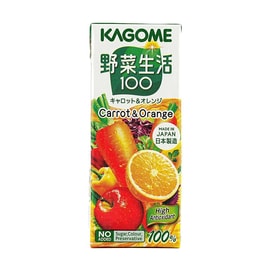 Vegetable Life 100 Kagome Carrot & Orange Juice 6.76 fl oz 【Product Expiry Date Format: Day/Month/Year】