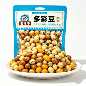 程华 魚皮ピーナッツ カラフルビーン 非揚げスナックピーナッツ 130g*1パック 薄皮ナッツ 炒め物 おやつ 【子供時代のノスタルジックスナック】
