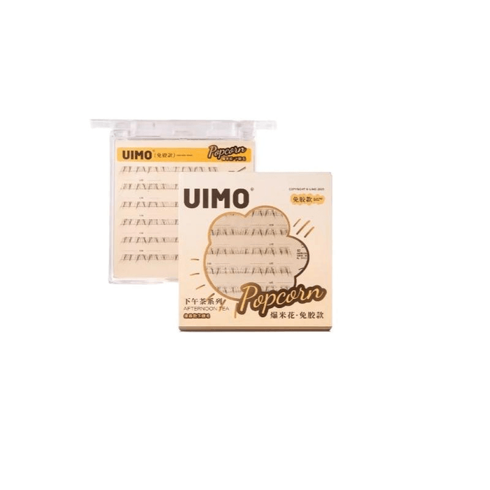 【中国直送】uimo 接着剤不要 ナチュラル透明つけまつげ コミック風 ポップコーンデザイン 48本入り 4-7mm × 1箱