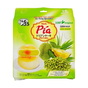 Durian Mung Bean Salted Egg Pia Cake,Pandan Flavor ,Less Sugar,14 oz