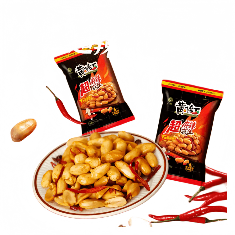 Huang Fei Hong Extra Spicy Peanuts, Huang Fei Hong Spicy Peanuts, Nuts And Roasted Snacks, Spicy Snacks For Drinking, 76g*2 Bags 0