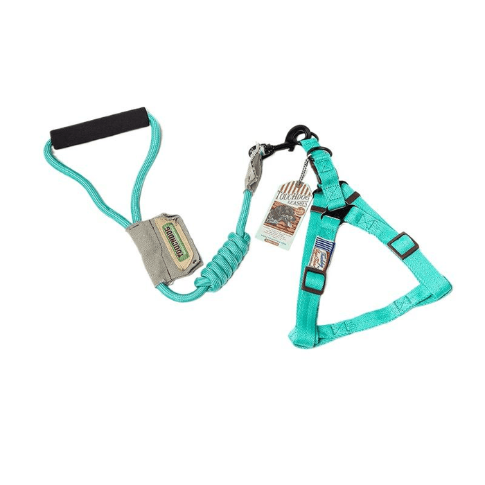 [중국 직배송] 일본산 터치독 강아지 목줄/리드줄 세트 - 편안한 착용감과 탈출 방지 - 블루 하네스 + 리드줄 - 사이즈 S