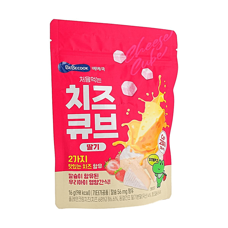 첫 치즈 큐브, 딸기, 0.56 oz *2【2팩】【영양만점 맛있는】 3