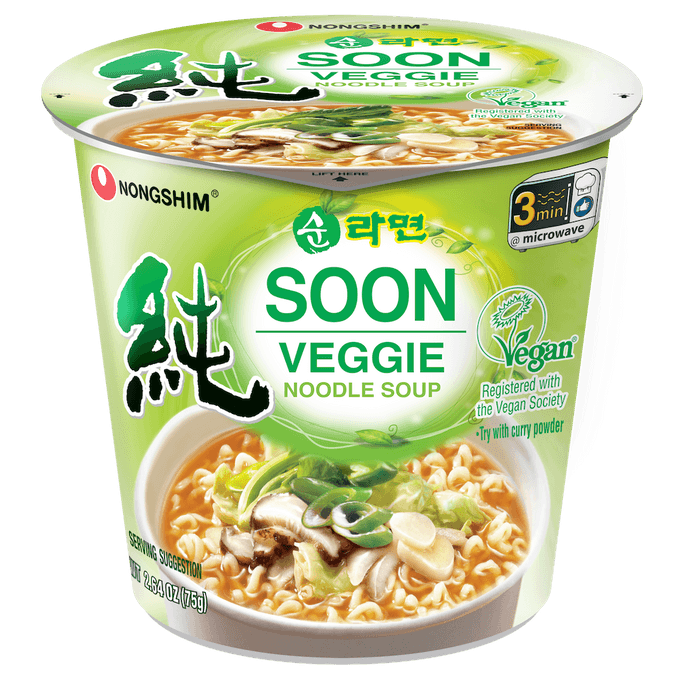 Soon Veggie Noodle Cup, Vegan, 6 Pack