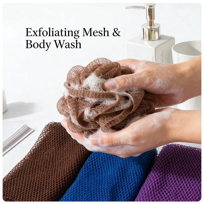 RHFJAKA 美国发货 3件装非洲沐浴海绵,正宗且符合道德采购标准,长款网状沐浴海绵,可去角质,用于淋浴、身体清洁和背部清洁,令肌肤光滑柔嫩,适合日常使用,附赠3个旅行收纳袋
