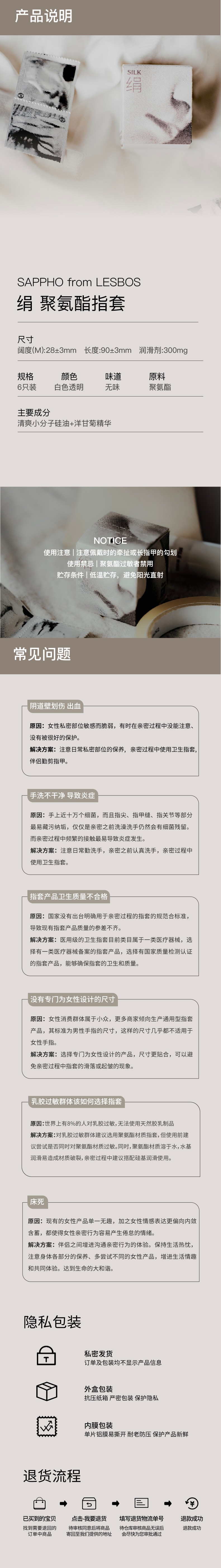 萨福 【乳胶过敏推荐】聚氨酯指套 成人女同情趣用品les女用 1盒装(12只)