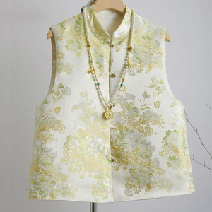 【中国からの直送】ASISスタイル レディース ジャカード 唐装 ベスト ジャケット-6385 2XL