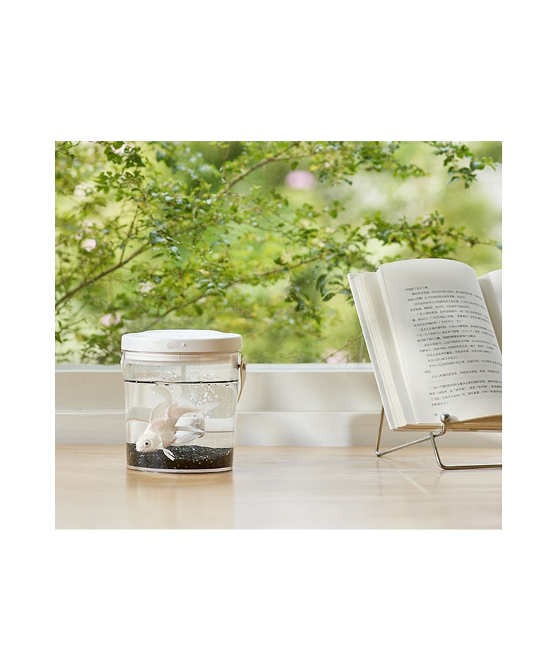 OLAYKS 鱼缸新款小型桌面办公便携式户外打氧无线注氧金鱼缸