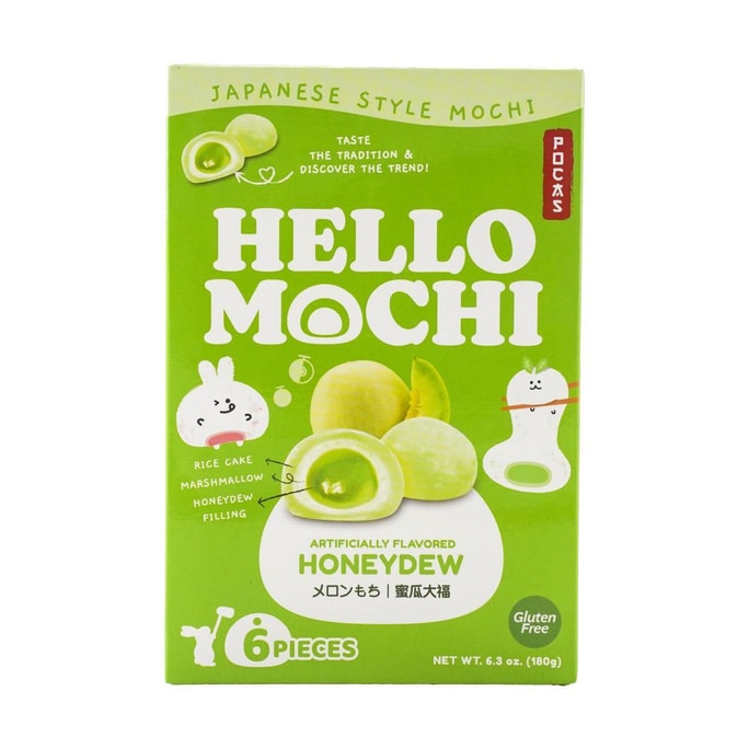 Hello Mochi Melon Honeydew Mochi,Gluten Free,6.3 oz