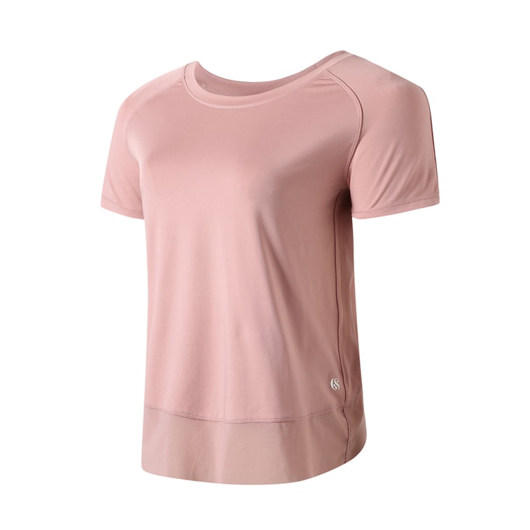 暴走的萝莉 圆领美背镂空运动短袖女 夏季速干透气休闲健身T恤/含羞粉#/XS 4