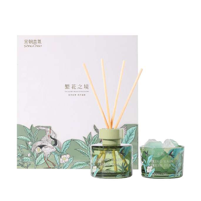 Blooming Realm Series Fragrance Flameless Aroma Diffuser + Scent Stone Gift Set Spring Rain Clear Tea