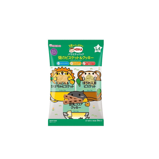 商品详情 - 日本 WAKODO 和光堂 DHA田地蔬菜组合装磨牙饼干 1岁4个月+ 21.5g - image  0
