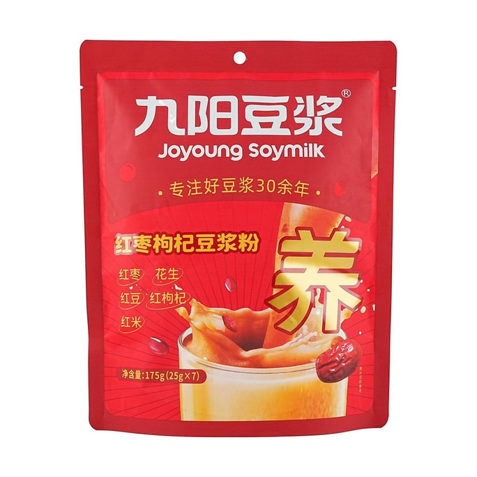 九阳 红枣枸杞豆浆粉 自立袋 25g*7条【高蛋白红豆花生养生谷物粉】